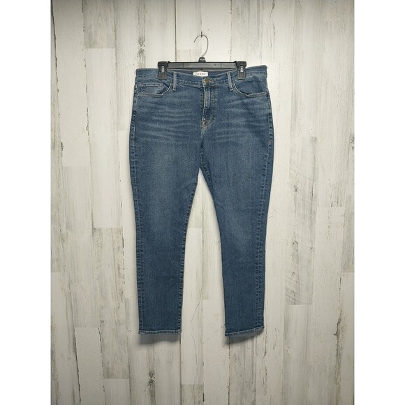 Frame Denim Le Garcon Jeans Women's 31 Skinny Ankle Blue Stretch Denim Pant - Picture 1 of 8